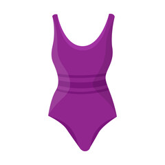 Purple female swimsuit vector illustration. Purple women bathing suit on white background. Holiday, summer, swimming concept