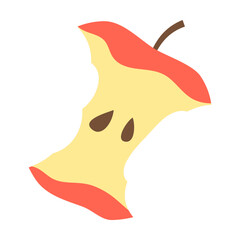 Eaten apple or garbage vector illustration. Cartoon drawing of eaten apple core. Ecology, environment, pollution concept