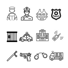 Icon set. Police vector illustration.