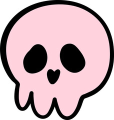 Pink Halloween Skull Illustration