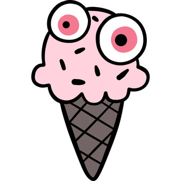 Pink Halloween Ice Cream Illustration