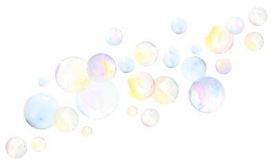 Colorful Soap bubbles isolated watercolor illustration
