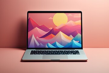 photo of laptop with cool wallpaper an ambiance