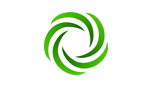 4K animation of a swirly logo ( green ) | mov, no background