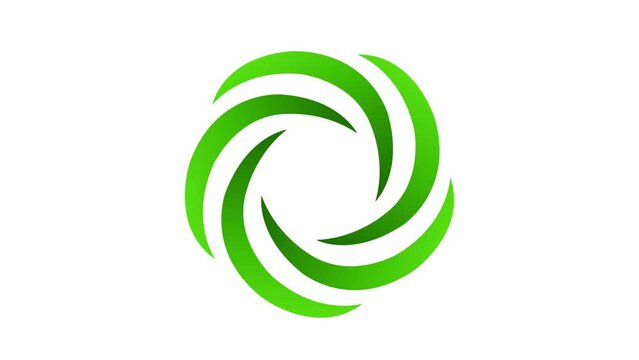4K animation of a swirly logo ( green )