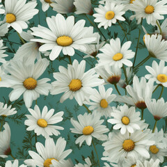 Fototapeta premium Daisy Pattern Seamless Background, generative with Ai