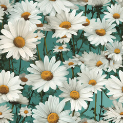 Daisy Pattern Seamless Background, generative with Ai