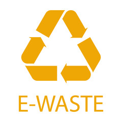 Symbol of recyclable or reusable e-waste vector illustration. Recycle arrow symbol of yellow color isolated on white background. Ecology, environment, recycling concept