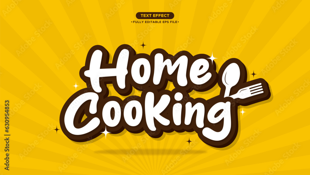 Poster cook logotype vector text effect fully editable text and font