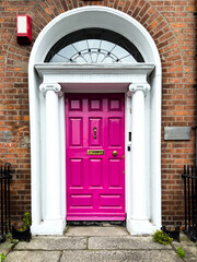 Fototapeta na wymiar A famous pink painted Georgian door in Dublin, Ireland