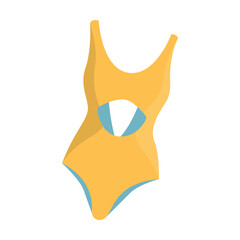 Yellow swimsuit for women vector illustration. Cartoon drawing of swimming suit for females, clothes for beach isolated on white background. Summer, fashion, vacation concept