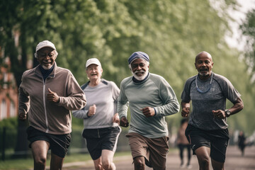 Fototapeta premium Seniors walking in the park together