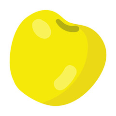 Yellow apple vector illustration. Cartoon drawing of whole isolated on white background. Nature, food, fruit, diet concept