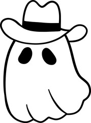 Doodle halloween cowboy ghost