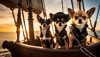 chihuahuas in a pirate ship