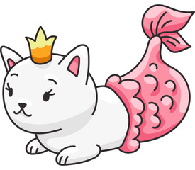 Mermaid Cat Cute Kawaii Character