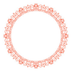 Decorative frame Elegant vector element for design in Eastern style, place for text. Floral pink and white border. Lace illustration for invitations and greeting cards