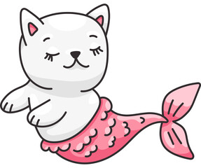 Mermaid Cat Cute Kawaii Character