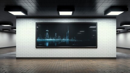Underground billboard frame Mockup. Generative AI