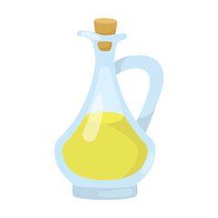 Oil glass jar vector illustration. Cartoon drawing of fresh cooking oil or yellow liquid in bottle isolated on white background. Organic food, culinary, oil production concept