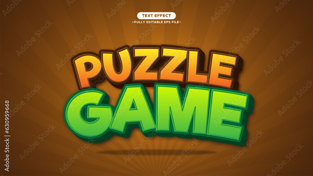 Poster puzzle game 3d animation vector text effect