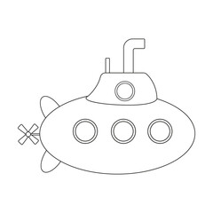 Water transport or submarine vector doodle. Hand drawn submersible research submarine isolated on white background. Transportation, traveling concept