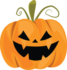 Halloween pumpkin icon. Halloween scary pumpkin with smile Autumn symbol. Orange pumpkin silhouette isolated on white background.