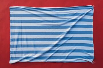  Blue And White Striped Beach Towel On An Isolated Background, Generative AI