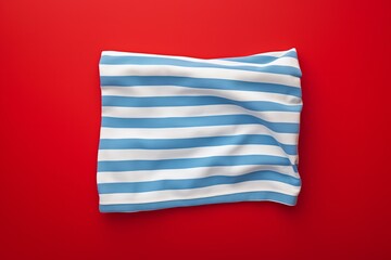  Blue And White Striped Beach Towel On An Isolated Background, Generative AI