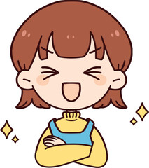 笑顔で腕を組む主婦