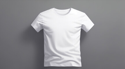 White t shirt mockup isolated on gray background. Generative AI.