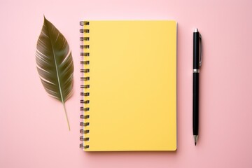 Yellow Travel Journal On An Isolated Pink Background, Generative AI - obrazy, fototapety, plakaty