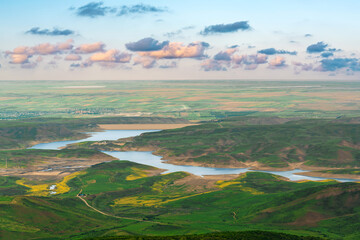 A panoramic view from Chirag Gala tower in Shabran area of Azerbaijan