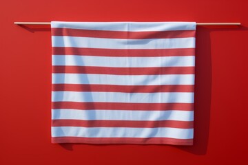 Fototapeta premium Red And White Beach Towel On An Isolated Background, Generative AI