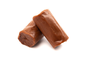 Pair of Chocolate Candy Rolls Isolated on White Background