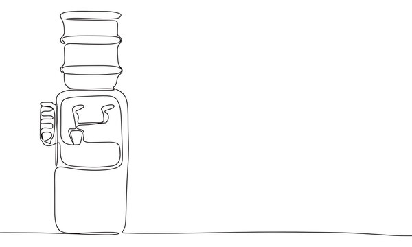 recommend clip art: One line continuous water cooler. Line art of office concept banner. Outline vector illustration.