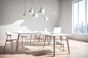 Dinning tables with chairs. AI-Generated