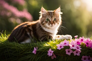 Fototapeta na wymiar cat on the grass