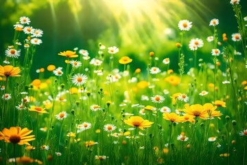 meadow with flowers. AI-Generated