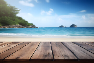 Naklejka premium beach with wooden pier