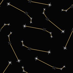 Zodiac sign space constellation seamless pattern