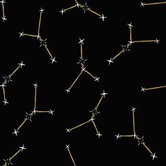 Zodiac sign space constellation seamless pattern