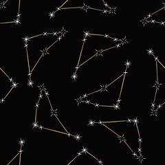 Zodiac sign space constellation seamless pattern