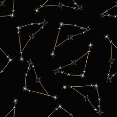 Zodiac sign space constellation seamless pattern