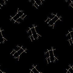 Zodiac sign space constellation seamless pattern