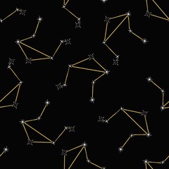 Zodiac sign space constellation seamless pattern