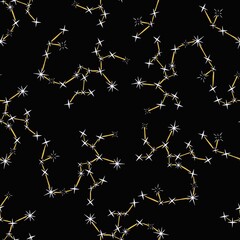 Zodiac sign space constellation seamless pattern