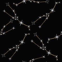 Zodiac sign space constellation seamless pattern