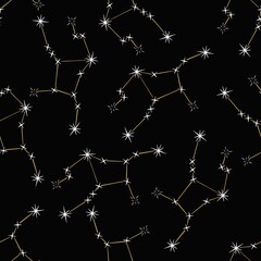 Zodiac sign space constellation seamless pattern