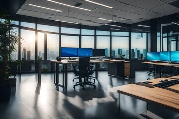 interior of a modern office. AI-Generated